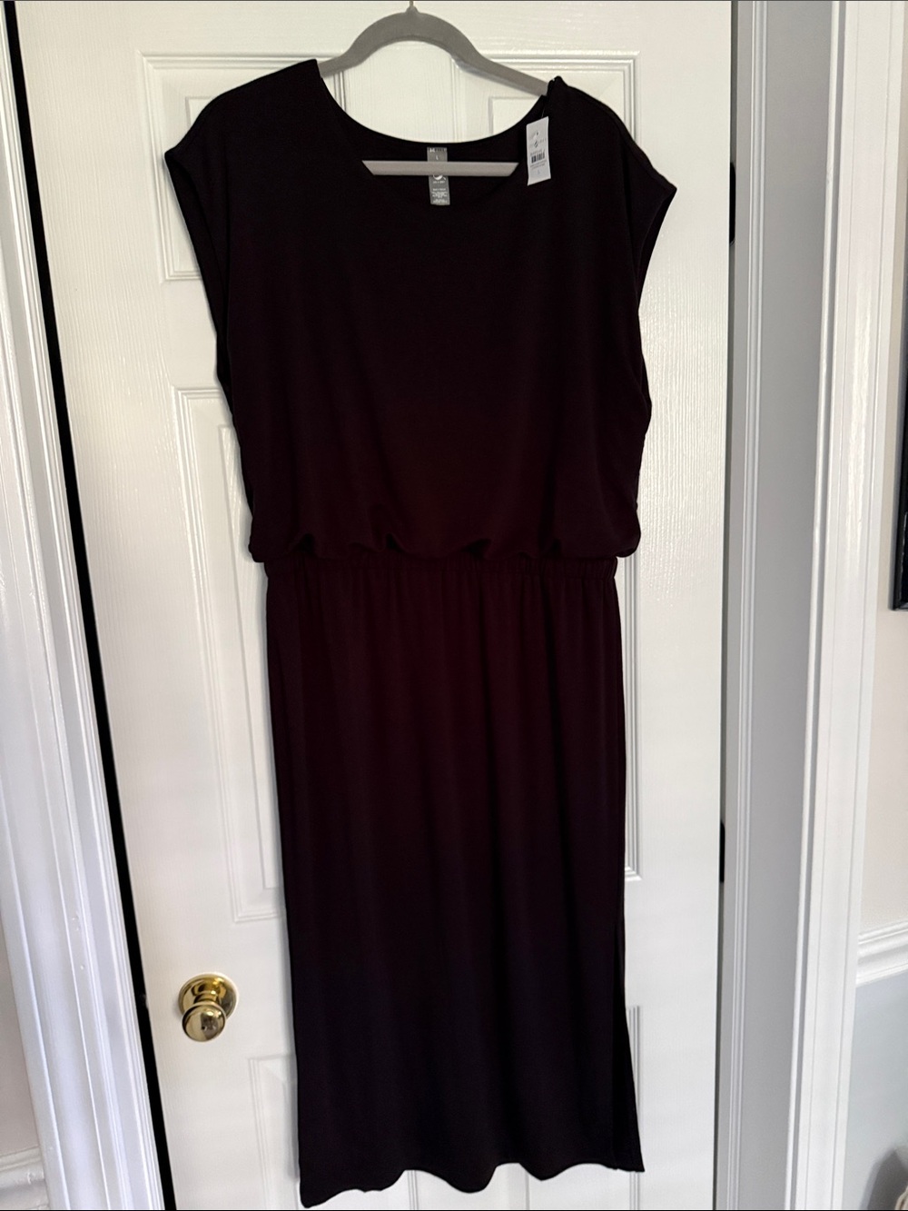 Lou & Grey Black Elastic-Waist Midi Dress